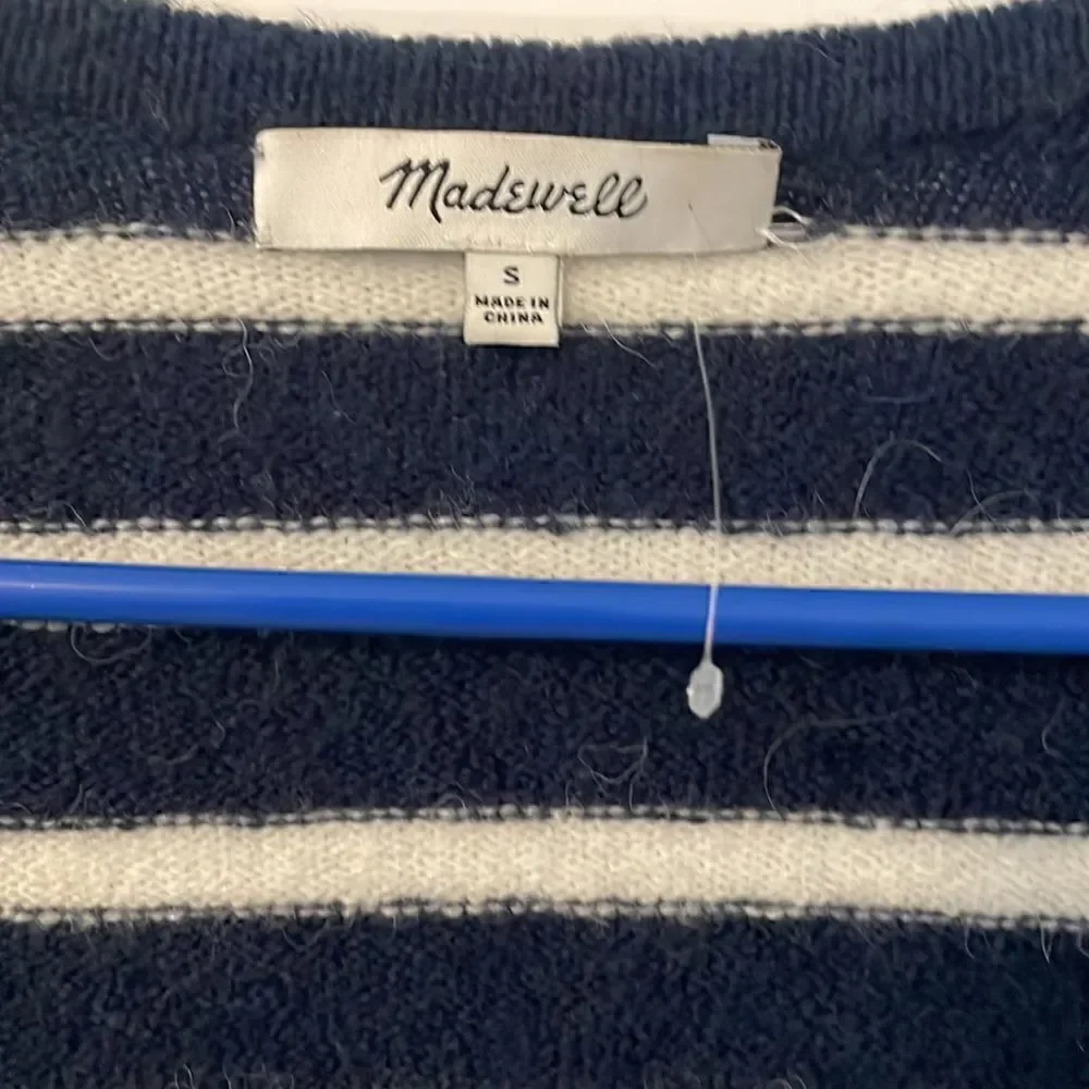 Madewell Walker Navy Striped Cardigan